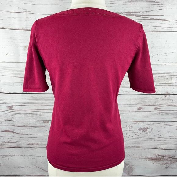 WHBM raspberry color top with unique neckline - Picture 9 of 10